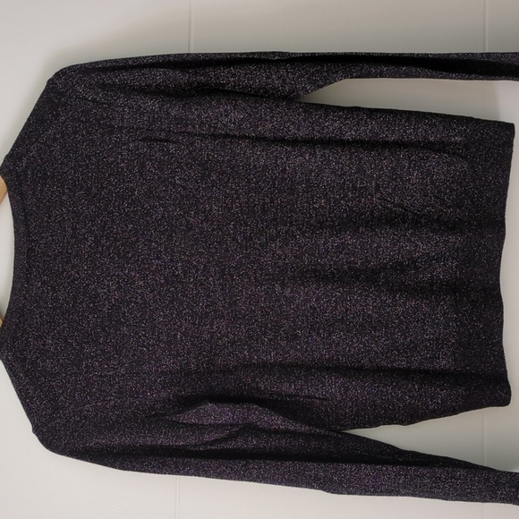 Saks Fifth Avenue Italian Wool Gold Metallic Details Black Knit Cardigan Holiday - Picture 6 of 7